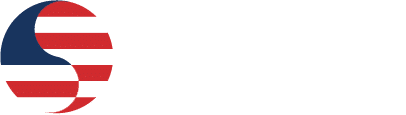 Council of Korean Americans logo is a yinyang representation of American flag with name on right all caps on three lines in a white sans-serif font.