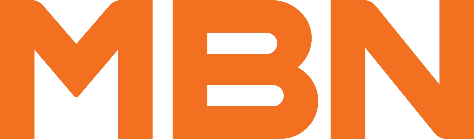 The logo for Maeil Broadcasting Network, a South Korean cable TV network operated by 'Maeil Business Newspaper,' is their initials 'MBN' in orange capital letters in a sans-serif font.